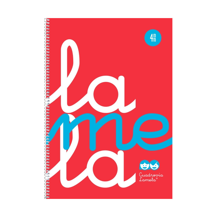 Lamela Cuaderno Espiral con 80 Hojas de 90g/m2 con Margen - Formato Folio - Pauta Cuadrovia de 4mm - Cubierta de Polipropileno -