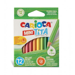 Carioca Tita Pack de 12 Mini Lapices Hexagonales de Resina - Mina Ø 3mm - Colores Brillantes y Lavables - Escritura Blanda - No