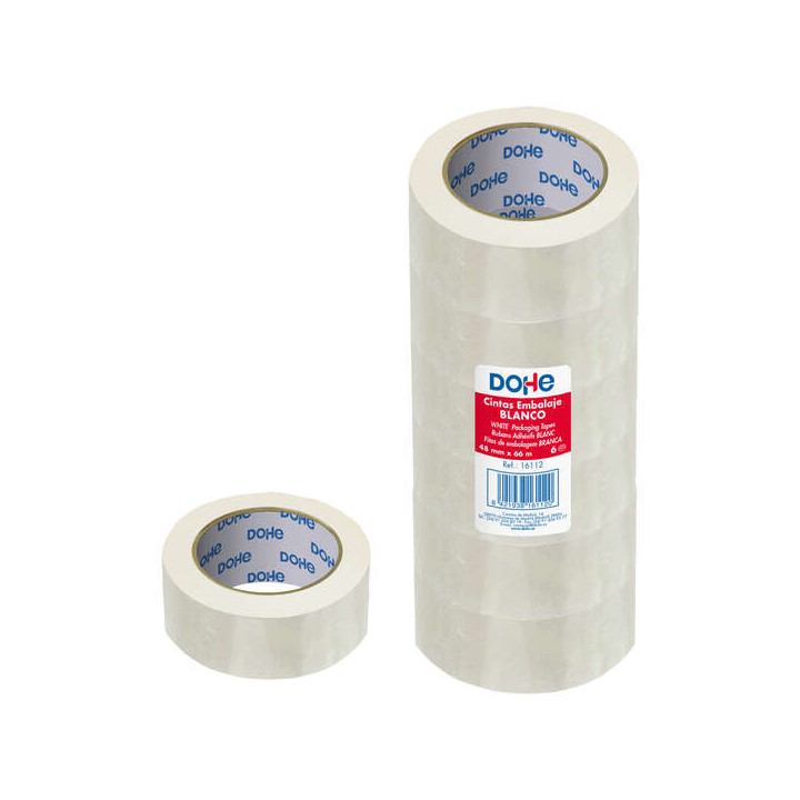 Dohe Precinto de Polipropileno 48mmx66m - Potente Adhesivo - Color Blanco