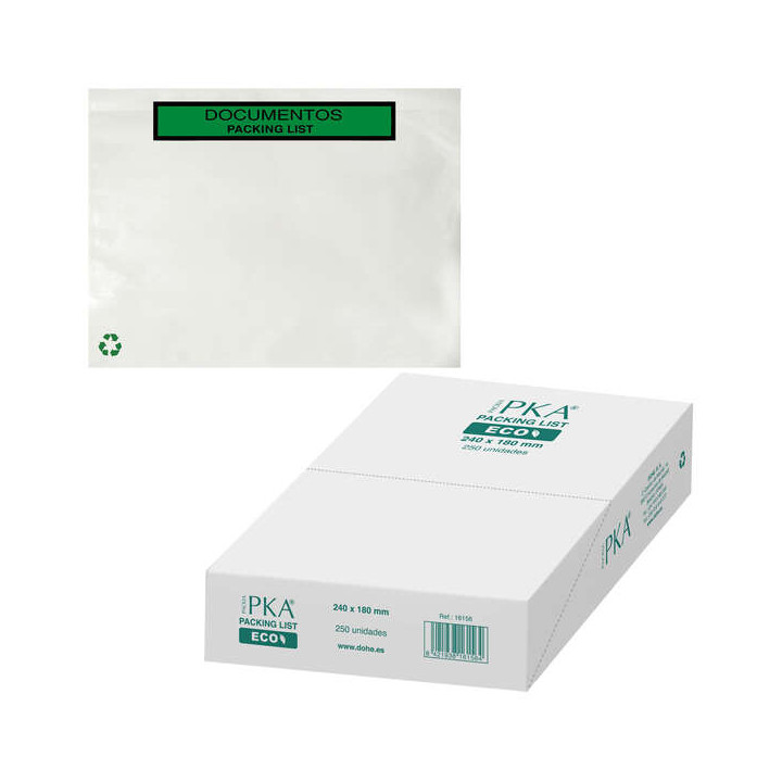 Dohe ECO Caja de 250 Sobres Autoadhesivos para Envio de Documentos 240x180mm - Packing List Especial Envios