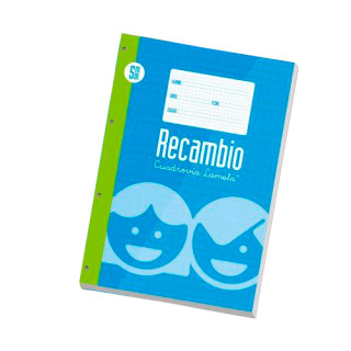 Lamela Recambio para Anillas con 100 Hojas de 70g/m2 con Margen - Formato Folio - Pauta Cuadrovia de 5mm - Papel Offset Blanco E