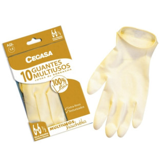 Cegasa Pack de 10 Guantes de Latex Multiusos Talla P 6-6 1/2 - Desechables Extrafinos con Polvo - Uso General