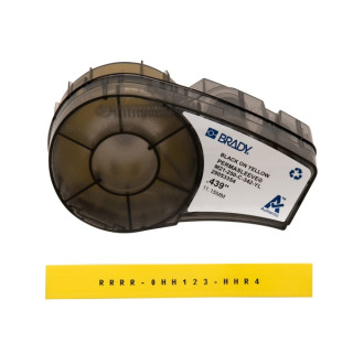 Brady M21-250-C-342-YL Cinta de Etiquetas Original Termocontractiles PermaSleeve - Texto Negro sobre Fondo Amarillo - Ancho 11