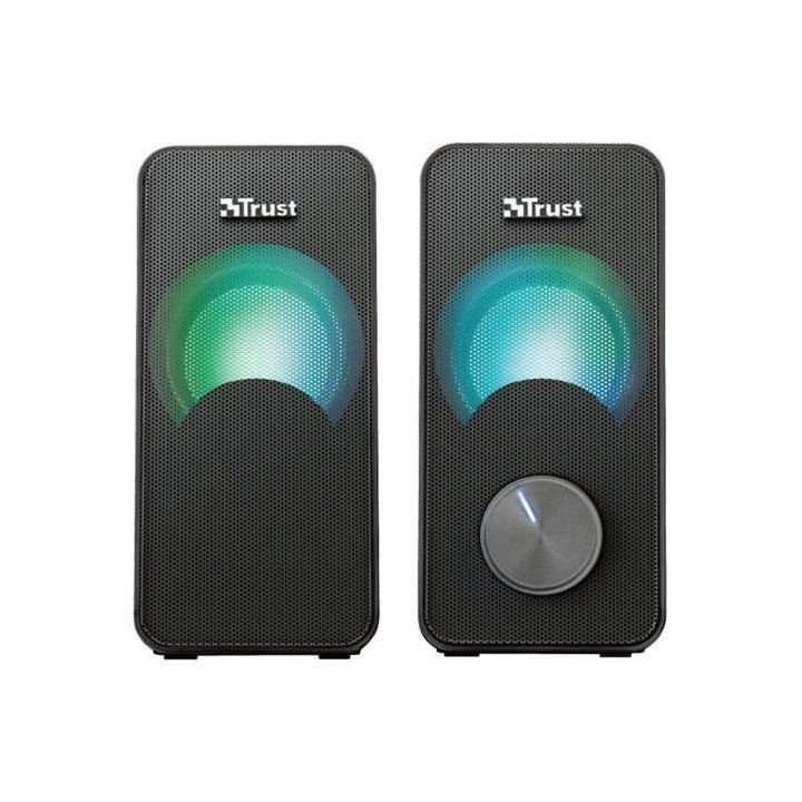 Trust Arys Altavoces USB 2.0 12W - Iluminacion RGB - Cable de 1.40m - Color Negro