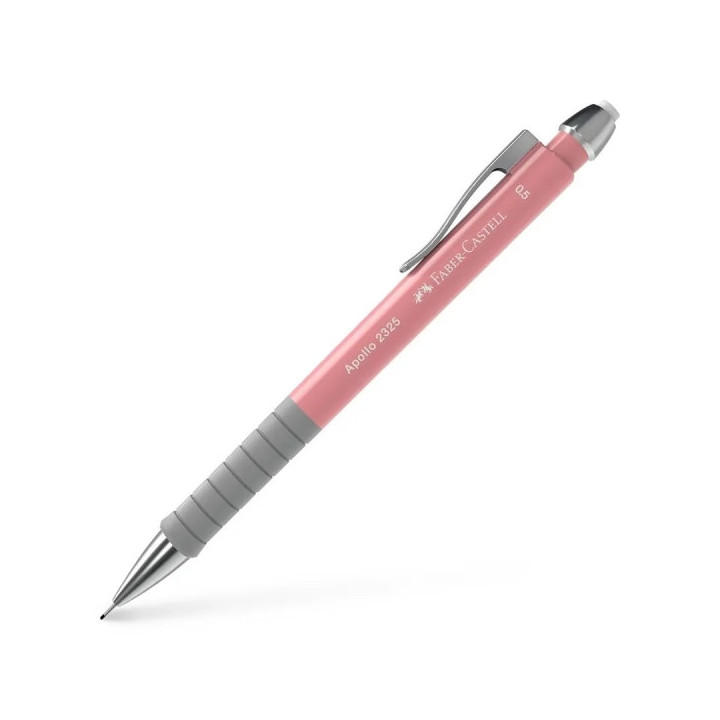 Faber-Castell Apollo Portaminas - Trazo 0.5mm - Agarre Ergonomico - Goma de Borra Integrada - Cuerpo Color Rosa