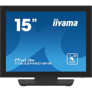 Monitor iiyama pro 15" tactil (t1532msc-b1s) 1024x768/ 350cd/ 800:1/ mm/ vga/ hdmi / dp /usb/ 8ms/ vesa 100x100 /protec ip54...