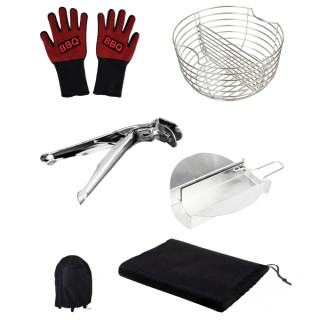 Cecotec DragonPack 4600 L Set de Accesorios para Barbacoa - Pinzas - Cubierta Protecctora - Recolector de Ceniza - Canasta para