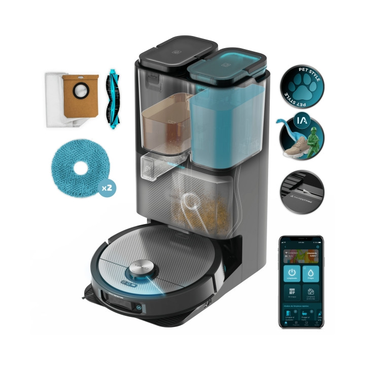 Cecotec Conga 20090 ProAI InfinitySoap Cut and Spa Robot Aspirador con Base de Autovaciado - Bluetooth - Autonomia hasta 160min