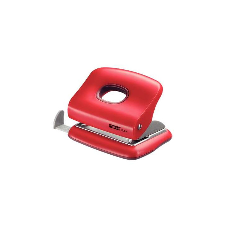 Rapid FC20 Taladro Perforador - Hasta 20 Hojas - Facil Vaciado - Punzones 5.5mm - Color Rojo