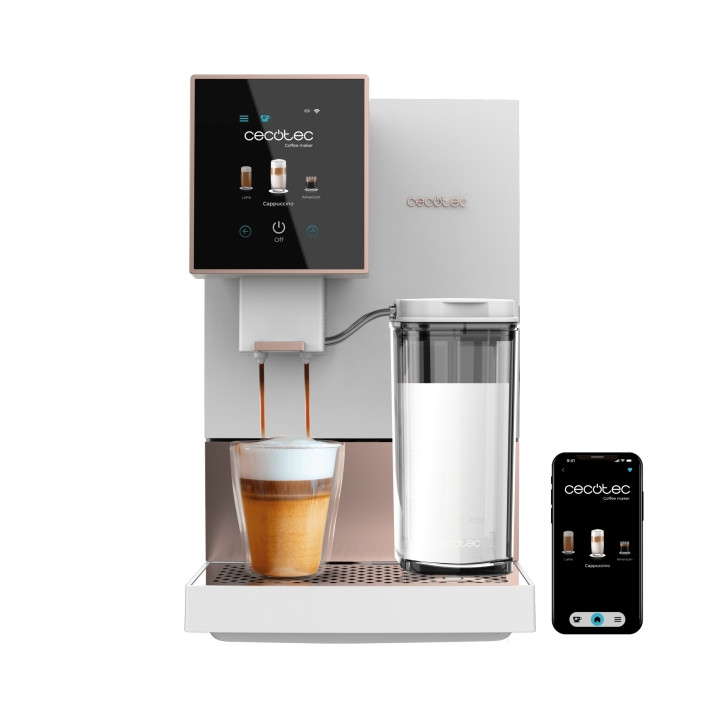 Cecotec Cremmaet Compactccino Connected White Rose Cafetera Expresso Automatica - Capacidad 150g de Cafe - Presion 19bar - Depos