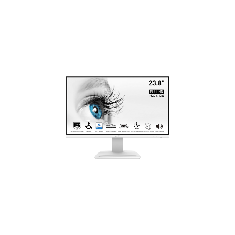 Msi monitor pro mp243xw. 23.8? (60cm). plano. ips. 1920 x 1080 (fhd). 100hz. blanco Msi monitor pro mp243xw. 23.8? (60cm). plano. ips. 1920 x 1080 (fhd). 100hz. blanco