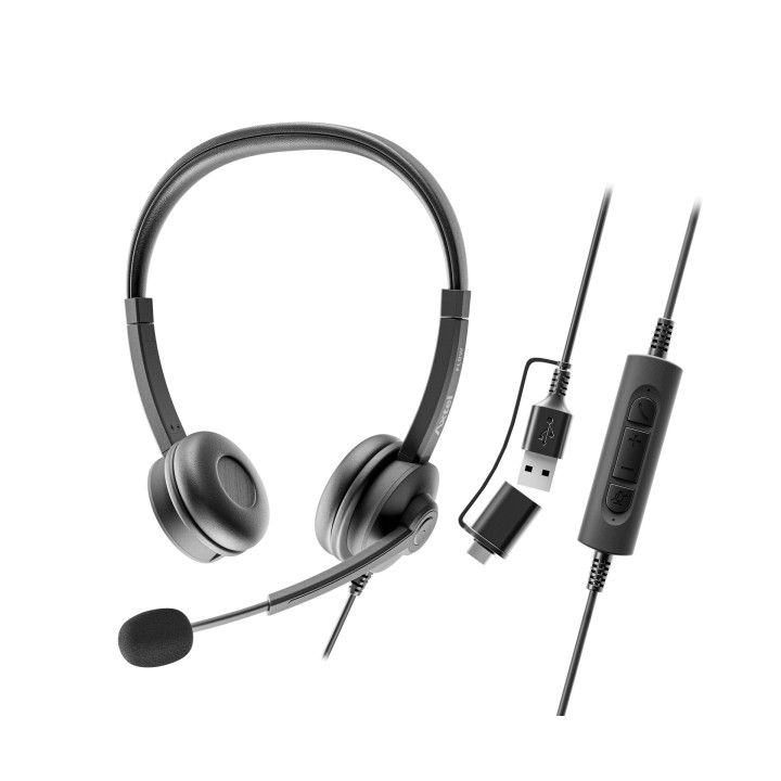 Axtel FLOW Auriculares con Microfono USB - Reduccion de Ruido - USB-A y USB-C