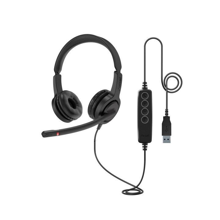 Axtel Voice UC28 Auriculares con Microfono USB - Conexion USB-A - Cancelacion de Ruido - Construccion Robusta