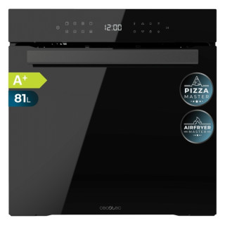 Cecotec Bolero Hexa P506000 Glass Black A+ Horno Pirolitico Integrable - Capacidad 81L - Piedra para Pizzas de 35cm - Guias Tele