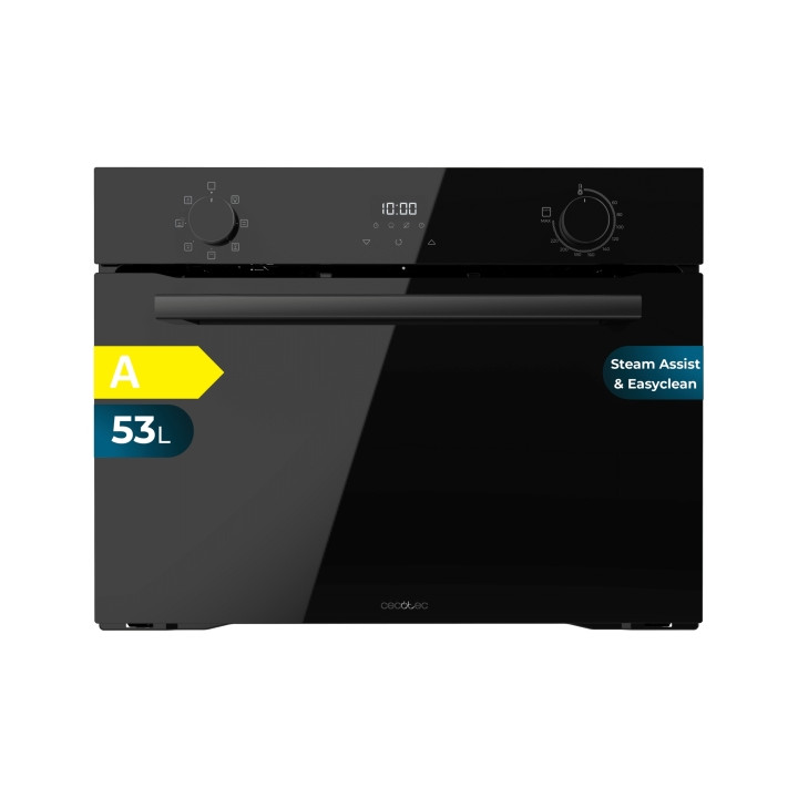 Cecotec Bolero Hexa M224500 Glass Black A Horno Integrable - Potencia 2600W - Capacidad 53L - Temperatura Regulable - Puerta Tri