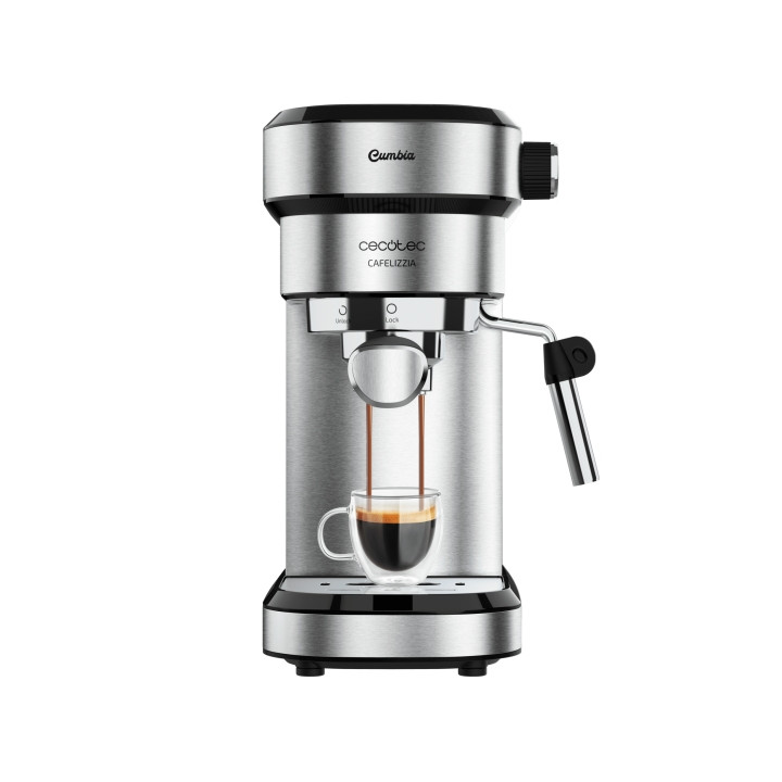 Cecotec Cafelizzia Steel Cafetera Expresso con Vaporizador - Potencia 1350W - Presion 20bar - Termoblock - Temperatura Regulable
