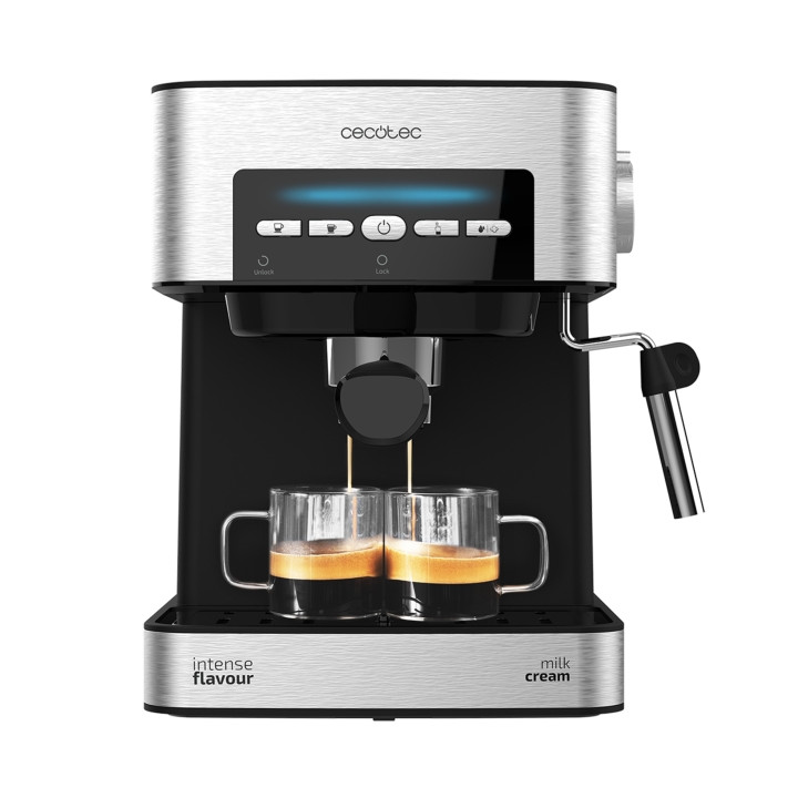 Cecotec Power Espresso 20 Matic Cafetera Expresso con Vaporizador - Capacidad 1.5L - Presion 20bar - Deposito de 1.5L - Acero In