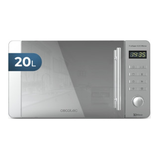 Cecotec ProClean 5020 Mirror Microondas - Potencia 700W - Capacidad 20L - Pantalla LED - Acero Inoxidable - Seguro Infantil - Re