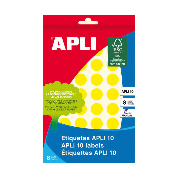 Apli Etiquetas 10 Amarillas Ø 16mm 8 Hojas