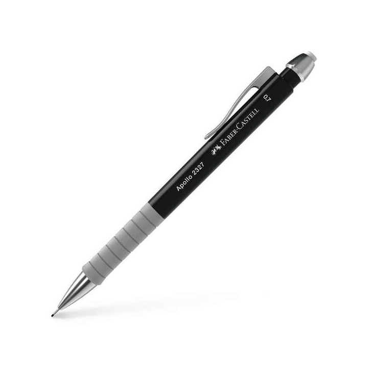 Faber-Castell Apollo Portaminas - Trazo 0.7mm - Agarre Ergonomico - Goma de Borra Integrada - Cuerpo Color Negro