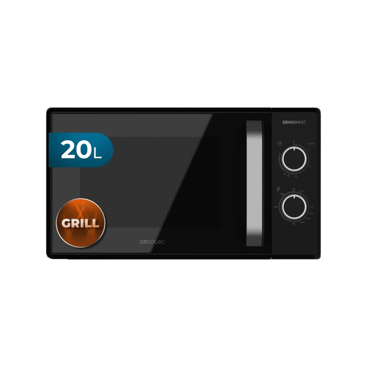 Cecotec Grandheat 3150 Microondas con Grill - Potencia 700W - Capacidad 20L - Temporizador - 6 Niveles de Funcionamiento - Reves