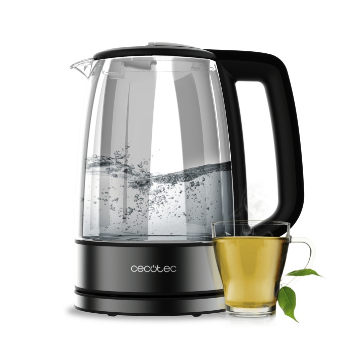 Cecotec ThermoSense 340 Clear Hervidor de Agua de 1.7L - Potencia 2200W - Vidrio de Borosilicato - Luz LED - Base 360º - Apagado