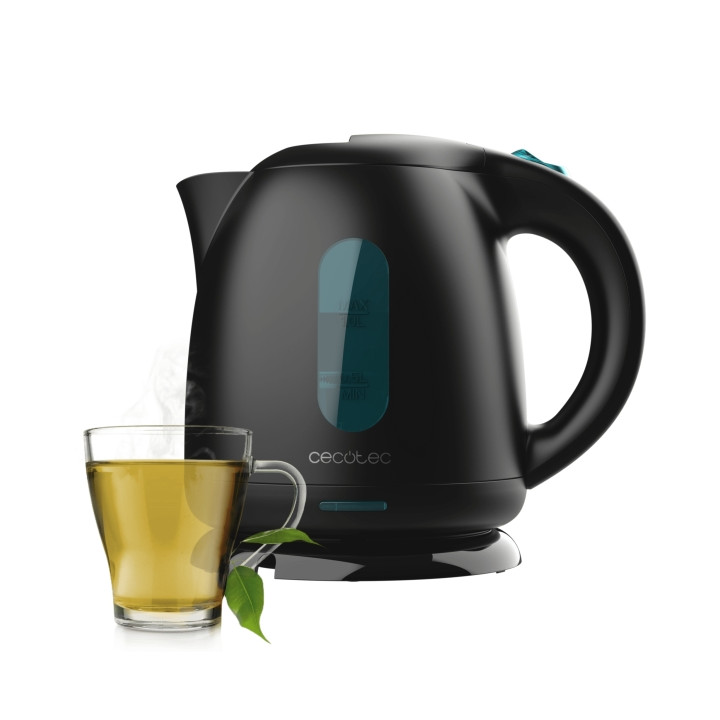 Cecotec Thermosense 140 Black Hervidor de Agua de 1L - Potencia 2200W - Libre de BPA - Base 360º Independiente - Filtro Antical
