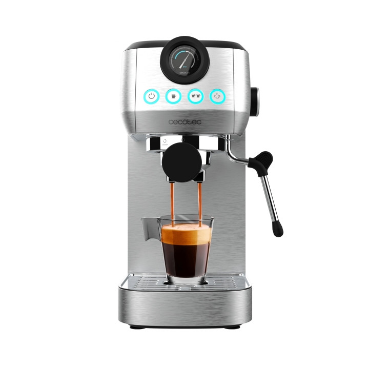 Cecotec Power Espresso 20 Steel Pro Cafetera Expresso con Vaporizador - 1350W - Capacidad 1.3L - Presion 20bar - Vaporizador - T
