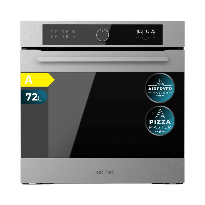Cecotec Bolero Hexa AF316000 Inox A Horno Integrable - Capacidad 72L - Temperatura Regulable - Piedra para Pizzas de 35cm - Guia
