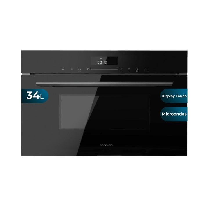 Cecotec Bolero Hexa MW703800 Glass Black Microondas Integrable con Grill - Capacidad 34L - Temperatura Regulable - Panel Tactil