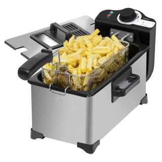 Cecotec CleanFry 3L Freidora Electrica - 2000W - Capacidad 3L - Temperatura hasta 190ºC - Acero Inoxidable - Apto Lavavajillas -