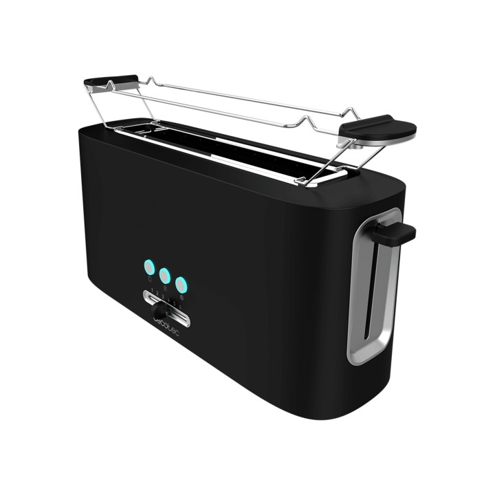 Cecotec Toast and Taste 10000 Extra Tostadora de Ranura Larga con Extraelevacion - 980W - Autocentrado - 6 Niveles - Hueco Recog