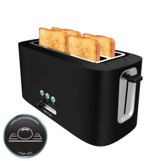 Cecotec Toast and Taste 16000 Extra Double Tostadora de Doble Ranura Larga - 1630W - Autocentrado - 6 Niveles de Tostado - Hueco