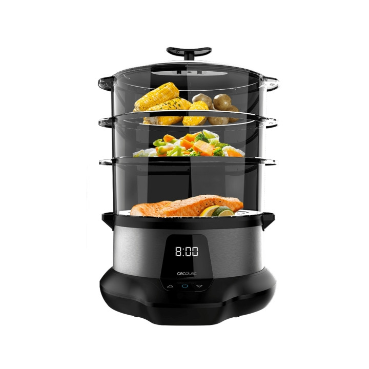 Cecotec Vapovita 3000 Pro Vaporera - Potencia 1000W - Capacidad 1L - Acero Inoxidable - Apto para Lavavajillas - Temporizador -