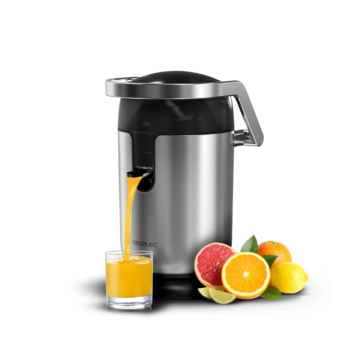 Cecotec Xqueeze Bullet Pro Exprimidor Electrico de Brazo - Potencia 600W - Boquilla Antigoteo - Acero Inoxidable - Filtro de Pla