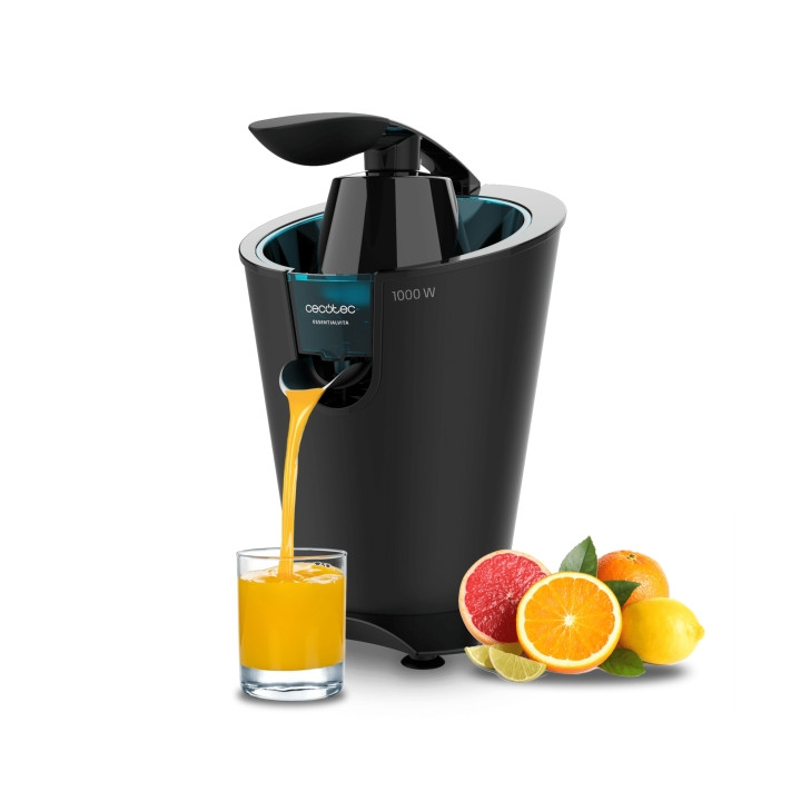 Cecotec EssentialVita PowerFresh 1000 Black Exprimidor Electrico de Brazo - 1000W - Boquilla Antigoteo - Filtro de Acero Inoxida