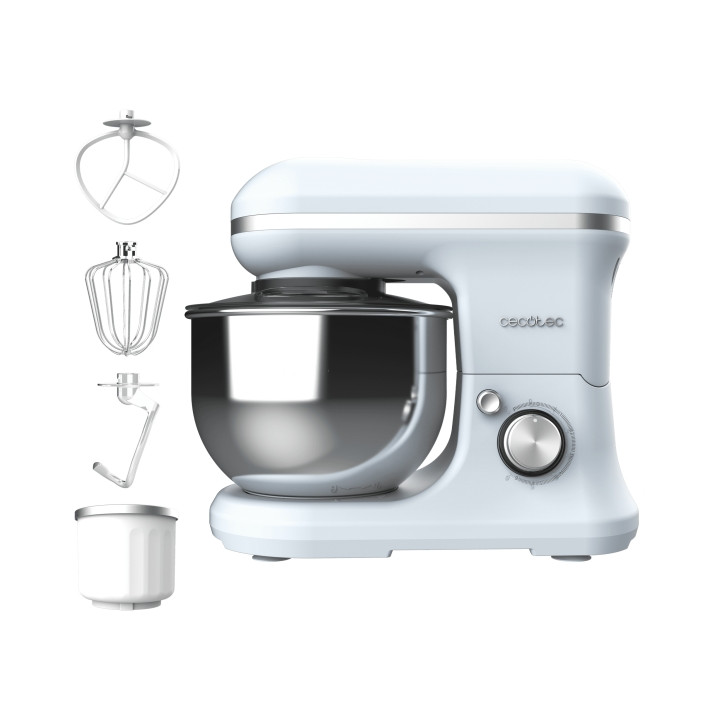 Cecotec Cecomixer Merengue 5L 1200 Ice-Cream Blue Batidora Amasadora - 1200W - Bol de Acero Inoxidable de 5L - Temperatura Regul