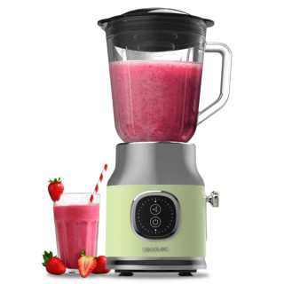 Cecotec RetroTwist Green Batidora de Vaso - Potencia 800W - Capacidad Jarra 1L - Estilo Retro - Cuchillas Recubiertas de Titanio