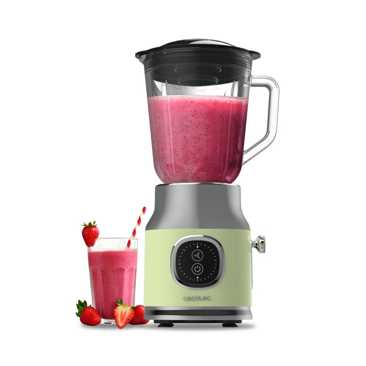 Cecotec RetroTwist Green Batidora de Vaso - Potencia 800W - Capacidad Jarra 1L - Estilo Retro - Cuchillas Recubiertas de Titanio