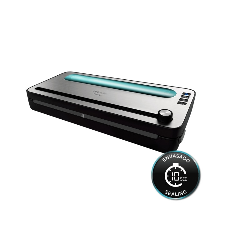 Cecotec FoodCare SealVac 120 SteelCut Envasadora al Vacio - Presion 0.75bar - 120W - Silencioso - Acero Inoxidable - Luz LED - A