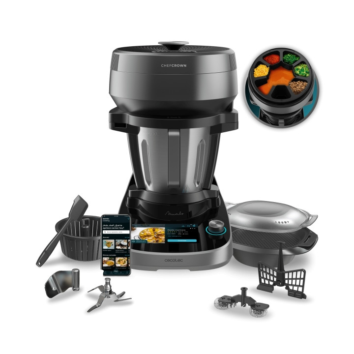 Cecotec Mambo CooKing Victory Robot de Cocina con Dispensador de Alimentos Automatico - Jarra de Acero Inoxidable 4.5L - Pantall