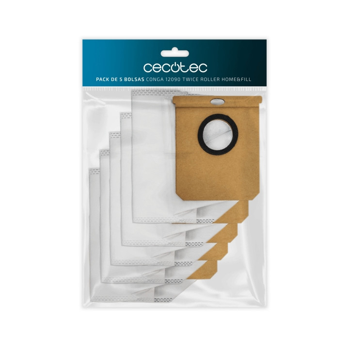 Cecotec Pack de 5 Bolsas para Conga 12090 / 14090 Twice Roller Home and Fill - Color Blanco