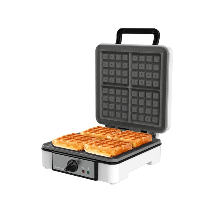 Cecotec Fun Gofrestone 4Inox Gofrera Cuadruple - 1200W - Antiadherente - Temperatura Regulable - Acero Inoxidable - Base Antides