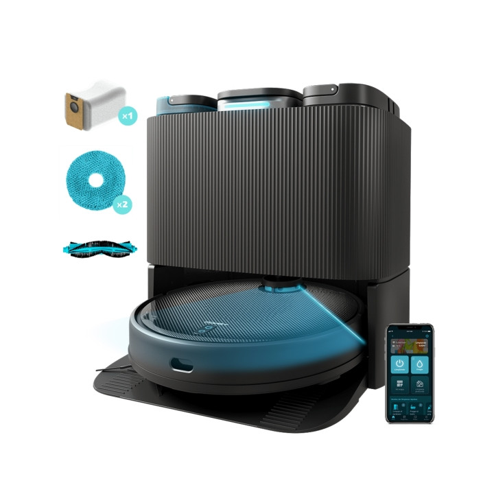 Cecotec Conga 11090 Spin Revolution Home and Wash Robot Aspirador con Base de Autovaciado - Control con App - Autonomia hasta 14