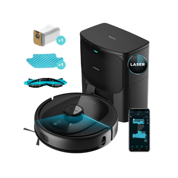 Cecotec Conga 7490 Immortal Home Genesis Robot Aspirador con Base de Autovaciado 4 en 1 - Control con App - Autonomia hasta 120m