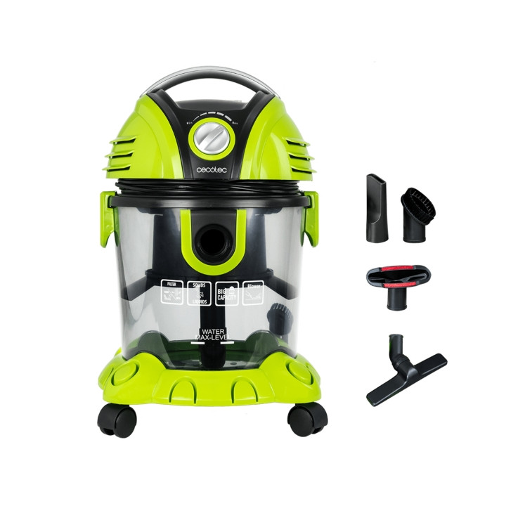 Cecotec Wet and Dry T Aspiradora de Trineo para Solidos y Liquidos - Potencia 1200W - Deposito de 15L - Incluye Accesorios - Rad