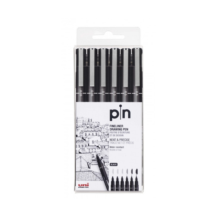 Uni-ball Uni Pin Pack de 6 Rotuladores Calibrados 0.03