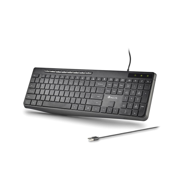 NGS Spectra Teclado USB Ultra Slim - USB-A - Silencioso - Indicadores LED - Color Negro