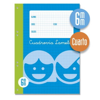 Lamela Recambio para Anillas con 100 Hojas de 70g/m2 con Margen - Formato Cuarto - Pauta Cuadrovia de 6mm - Papel Offset Blanco