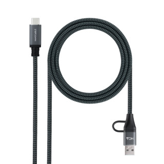 Nanocable Cable USB 3.2 Gen2x2 5A/100W - USB-C + USB-A/M a USB-C/M - 1.5m - Color Gris